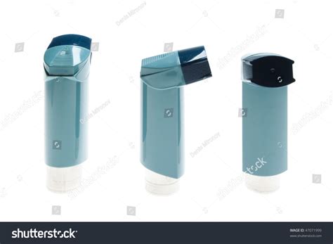 Blue Inhalers Treatment Bronchial Asthma Isolated Stock Photo 47071999 ...