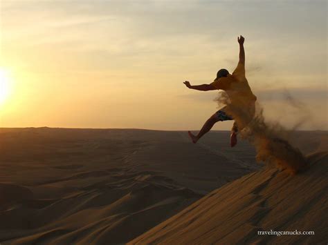 Exploring the Peruvian Sand dunes Huacachina sandboarding