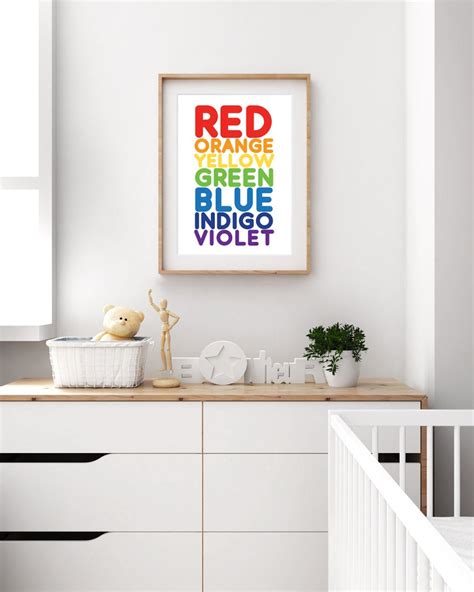 Rainbow Colours Word Art Print Rainbow Playroom Toddler Wall - Etsy