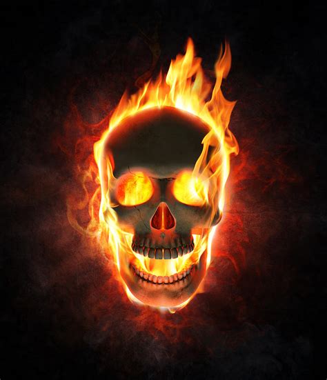 Evil Skull In Flames And Smoke Photograph by Johan Swanepoel