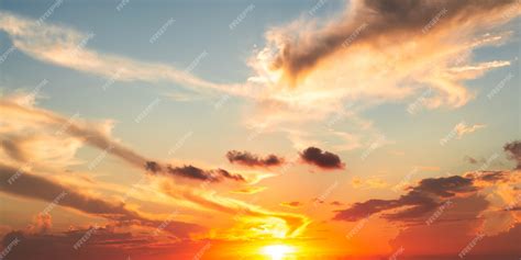 Premium Photo | Dramatics orange and red sunset or sunrise sky with clouds