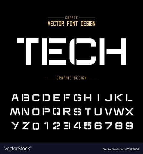 Tech font and alphabet technology design Vector Image