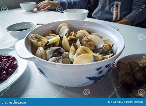 Cooked Open Blue Mussels on the Table Stock Image - Image of cooked, dish: 145647559