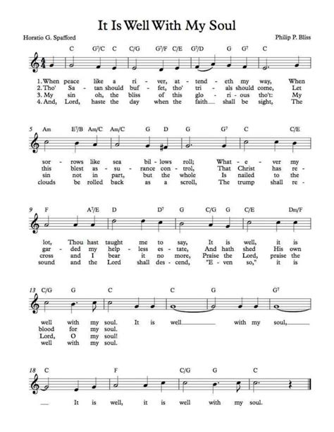 Free Lead Sheet – It Is Well With My Soul - Free Printable Gospel Music Lyrics | Free Printable