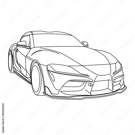 car outline illustration coloring template for kids Stock Vector | Adobe Stock