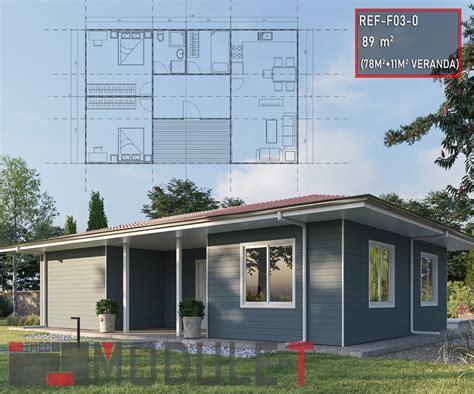 Prefabricated House with 3 Bedrooms and Spacious Rooms | Module-T