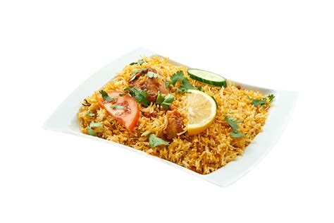 Tasty chicken biryani on white tray with transparent background 24108101 PNG