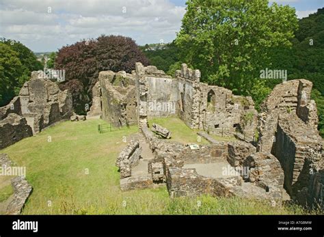 The ruins of Okehampton Castle Okehampton Devon Great Britain Stock Photo - Alamy