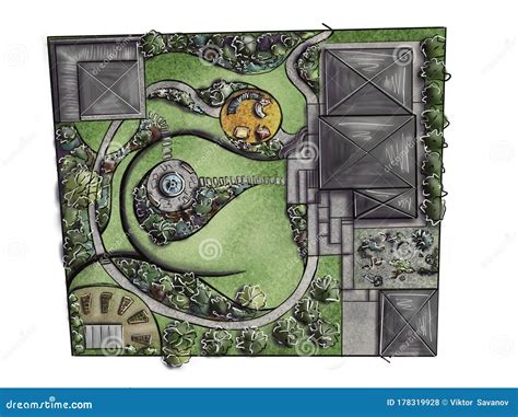 Landscape Architecture Design Plan in the Courtyard of the Villa, Country House, in the Country ...