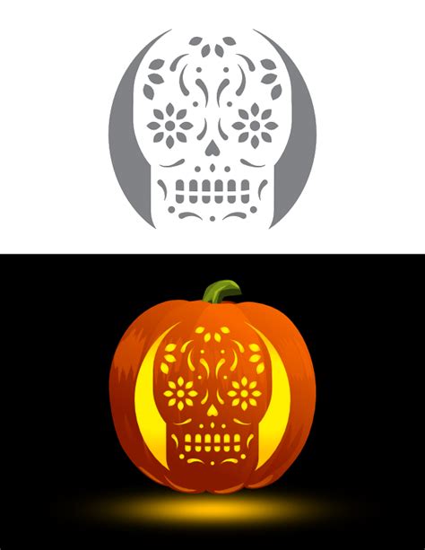 Printable Sugar Skull Pumpkin Stencil