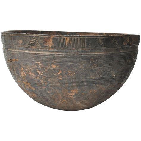 Large Antique African Hand Carved Wooden Milk Bowl at 1stdibs