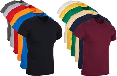 Men's Cotton Crew Neck Short Sleeve T-Shirts, Bulk Tshirt Color Mix - Walmart.com