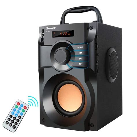 TOPROAD A100 Portable Bluetooth Speaker Wireless Stereo Bass Subwoofer with FM Radio Remote ...