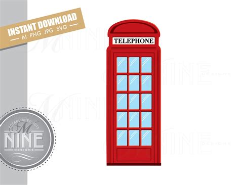 Red Phone Booth Clip Art Downloads Vector Phone Booth Ai Png - Etsy