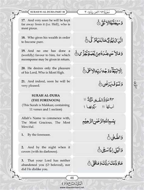 Surah Duha English PDF - Online Download English Translation PDF