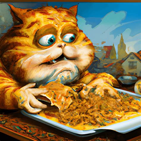 Garfield Eating Lasagna · Creative Fabrica