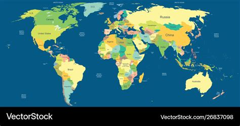 Global Political Map Of The World Vector Stock Vector Illustration Images