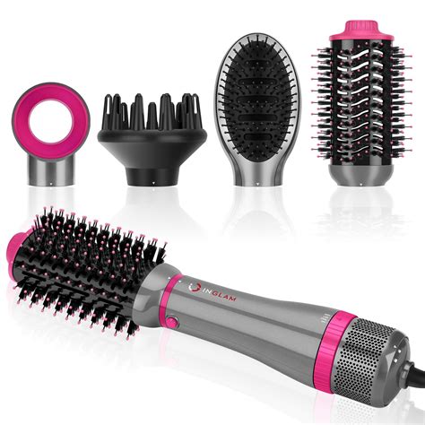 Hair Dryer Brush Set, IG INGLAM 4 in 1 Blowout Brush, Negative Ion Detachable Hair Dryer ...