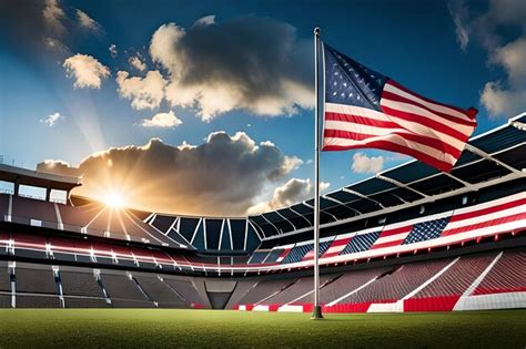 Premium AI Image | A stadium with an american flag in the middle