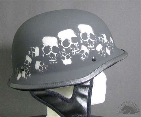 DOT German Skull Pile Motorcycle Helmet