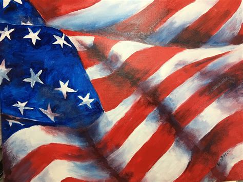 American Flag Painting oil acrylic mixed media red white blue | Etsy