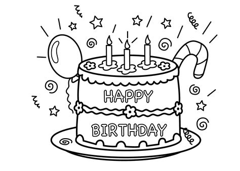 Happy Birthday Cake Coloring Pages