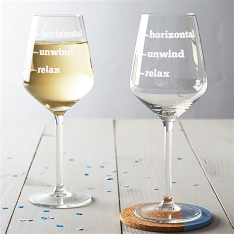 'Relax, Unwind, Horizontal' Wine Glass - Becky Broome