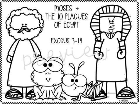 Moses 10 Plagues in Egypt Coloring Sheets for Sunday School or Homeschool Bible Story Coloring ...