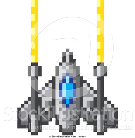 Vector Illustration of a Retro 8 Bit Pixel Art Video Game Styled Spaceship by ...