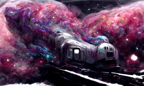 "Train in space, 1" by me : ImaginaryStarscapes