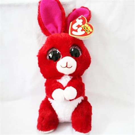 6" TY Beanie Babies Boo's Red the Rabbit Bunny 15cm Big Eye Plush Stuffed Animal Collectible ...