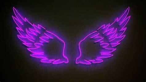 Purple Aesthetic Neon Lights Wings Black Background Purple Aesthetic, HD wallpaper | Peakpx