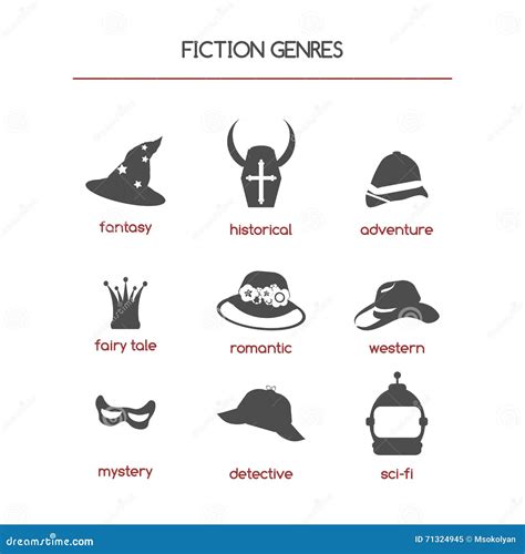 Set Of Fiction Genre Icons. Open Books Royalty-Free Stock Image | CartoonDealer.com #105972082