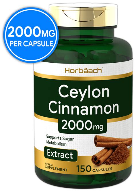 Ceylon Cinnamon Capsules | 2000 mg | 150 Count | Non-GMO & Gluten Free Pills | By Horbaach ...