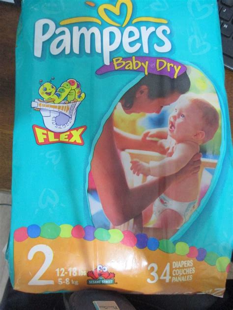 Vintage Pampers Baby Dry Diapers flex Size 2 Sesame Street Elmo 34Ct ...