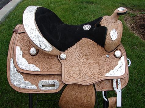 Full Silver w/tooling Showman Show Western Horse Youth SADDLE Natural 12" | eBay