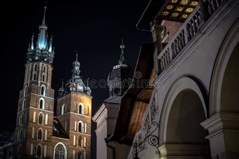 Krakow Main Square Night stock photo. Image of hall, arches - 31979112