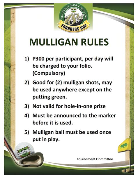 The Orchard Golf & Country Club - Mulligan Rules