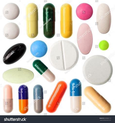 Different Colored Medicine Types Pills Isolated Stock Photo 200982113 ...