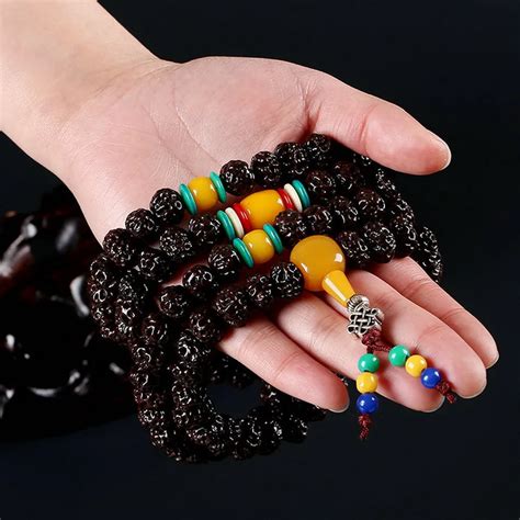 108 Tibetan Buddhist bracelet Rudraksha Beads Prayer Beads Mala Buddha ...