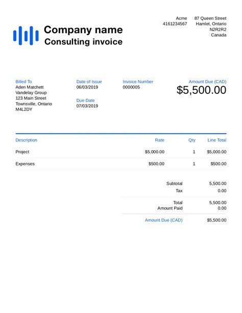 Free Consulting Invoice Template. Customize and Send in 90 Seconds