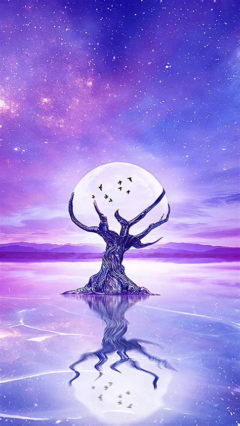 Moon, Night, Sky, Landscape, Scenery, Digital Art, phone , , Background ...