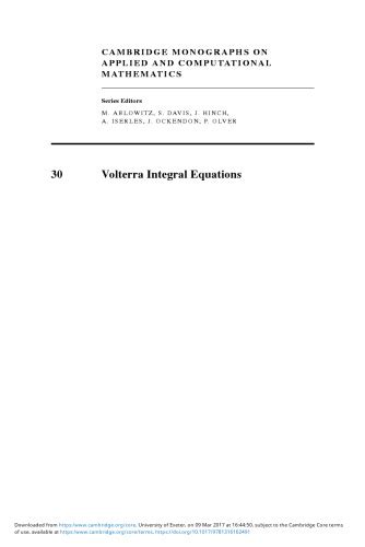 Solutions for Volterra integral equations 1st by Brunner H. | Book solutions | Numerade