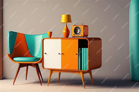 Premium AI Image | Mid century modern interior design Stylish furniture concept Generative AI