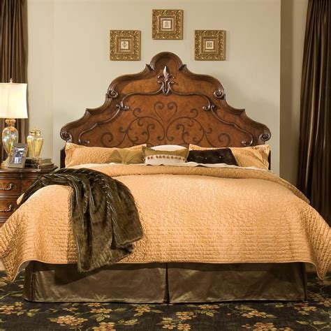 Elegant Hand Carved Marquetry Queen or King Size Headboard. - Headboards & Footboards