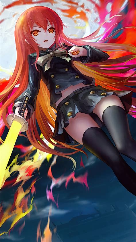 Shana, Flame, Sword, Shakugan no Shana, 4k HD Phone Wallpaper | Rare Gallery