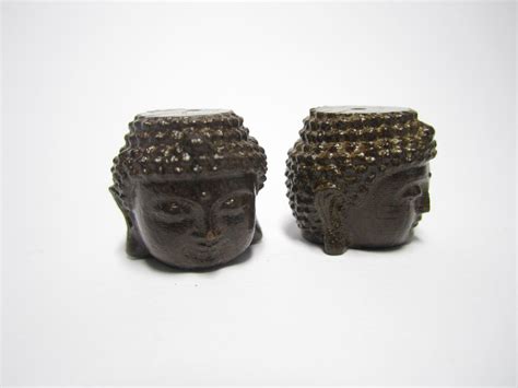 THREE Buddha beads large wood focal beads Gautama Buddha