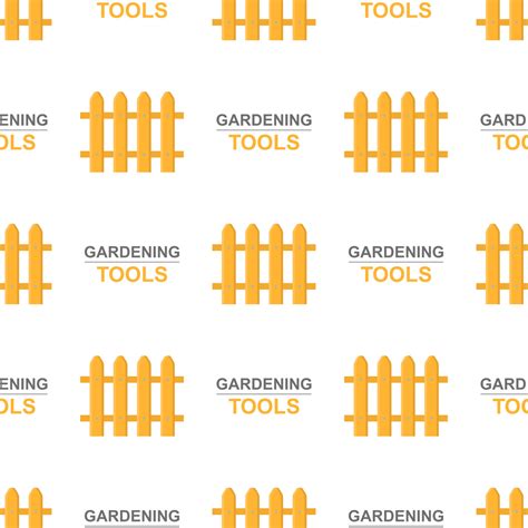 Seamless pattern with cartoon garden fence on white background. Gardening tool. Vector ...