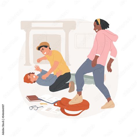 Physical bullying isolated cartoon vector illustration. Kids fighting ...