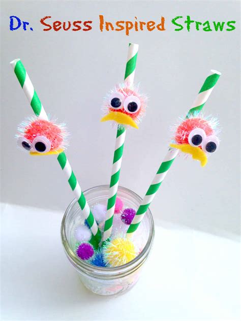 Dr. Seuss The Lorax inspired Straws - Crafts for Kids